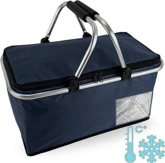 Opvouwbare Koeltas Winkelmand 30L - Thermisch Geïsoleerd - Donkerblauw by BORVAT