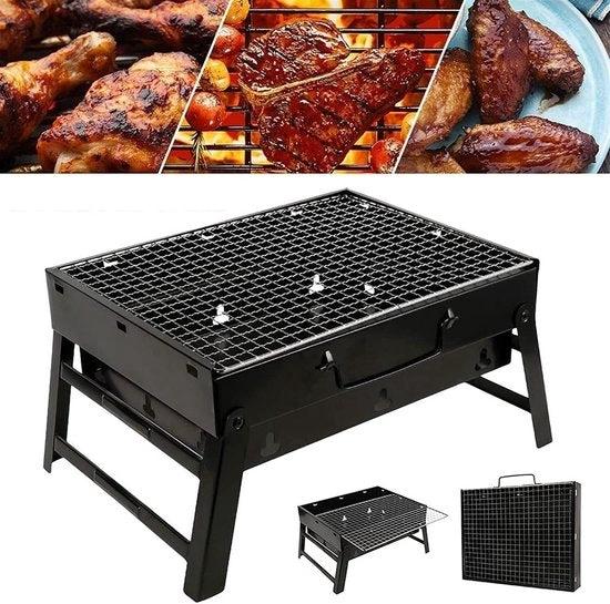 BORVAT Compacte Opvouwbare Houtskool BBQ - Draagbare Grill - Kamperen & Picknick - Roestvrij Staal - Zwart by BORVAT