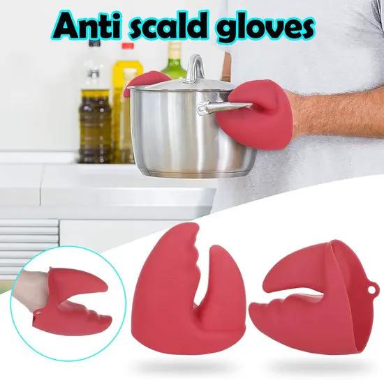 Merkloos IBBO Shop - Siliconen Ovenwanten - Kreeft Klauwen - 2x Pannenlap - Set van 2 stuks - Koken & Bakken - Warmtebestendig - Hittebestendig - Ovenwanten - Ovenhandschoenen - Rood -