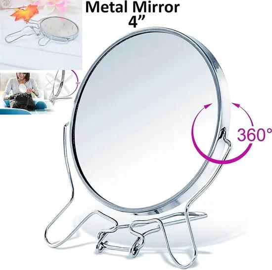 Merkloos IBBO Shop - Dubbelzijdige make-upspiegel - 16 cm diameter - Vergrootglazen make-upspiegel - pmaken - Vergrootspiegel - 3x vergroting - Zilver -