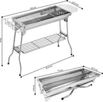 Merkloos RVS Barbecue - Houtskool Grill - BBQ - Roestvrijstaal - 73 x 34 CM - Inclusief kookgereedschap - Zilverkleurig - RVS -