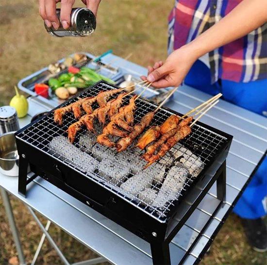 BORVAT Compacte Opvouwbare Houtskool BBQ - Draagbare Grill - Kamperen & Picknick - Roestvrij Staal - Zwart by BORVAT