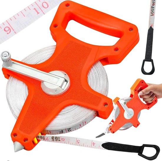 BORVAT Meetlint Rolmaat 30m - Landmeter - Opgerolde Meetband - Nauwkeurig by BORVAT