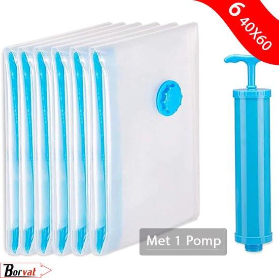 Borvat® Borvat® - Vacuüm Opbergzakken - Met Pomp - Vacuümzakken - Opbergzak - Vacuüm Zakken - 40 x 60 CM - 6 Stuks -
