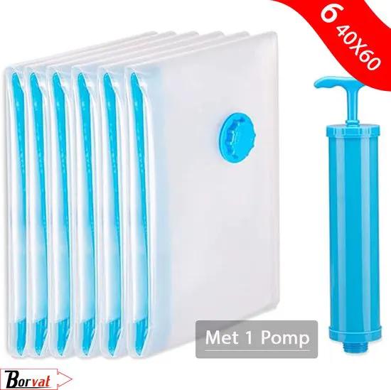 Borvat® Borvat® - Vacuüm Opbergzakken - Met Pomp - Vacuümzakken - Opbergzak - Vacuüm Zakken - 40 x 60 CM - 6 Stuks -