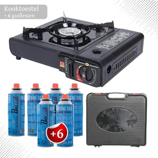 Draagbaar gasfornuis - voor kamperen en noodsituaties - 6 gasflessen by Merkloos