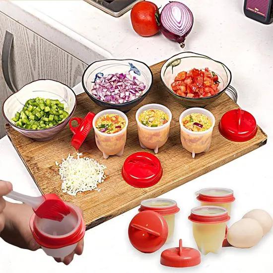 Merkloos Siliconen eierkoker - Egglettes - 6 stuks - Eieren koken zonder schaal - BPA-vrij ei mal - Herbruikbare eierkoker - Eierschaalloze - Kookvorm voor ei - scrambled eggs siliconen -