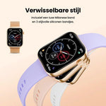 BORVAT ProWatch AMOLED Smartwatch Dames & Heren - Milanese + 3 Siliconen Bandjes - Rose Goud by BORVAT