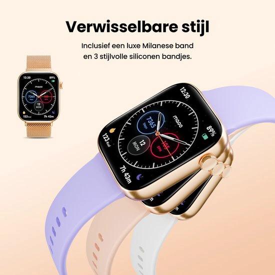 BORVAT ProWatch AMOLED Smartwatch Dames & Heren - Milanese + 3 Siliconen Bandjes - Rose Goud by BORVAT