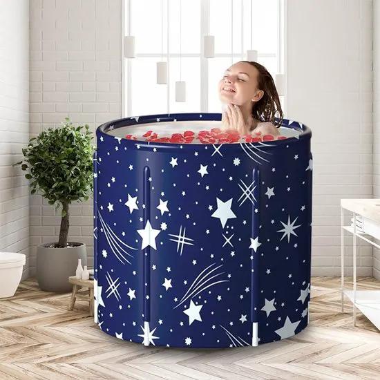 Merkloos IBBO® - Opvouwbaar zitbad - Compact bad - kinderbad - Opzetbad - opvouwbaar bad - zitdouche - Inklapbaar bad - bad - douche - Blauw -