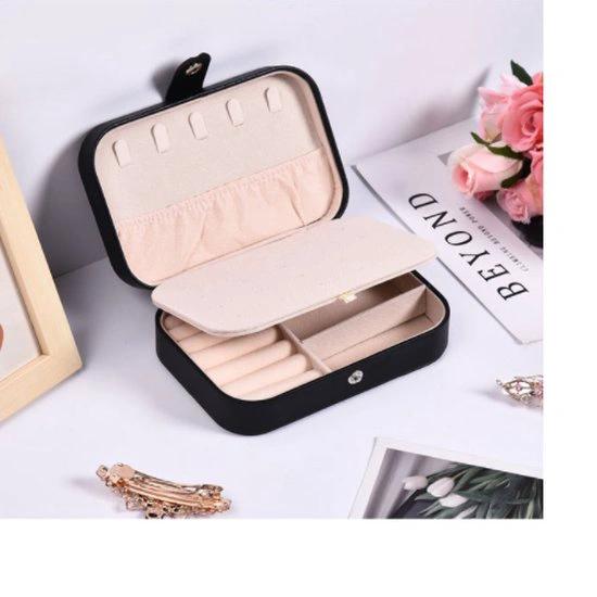 Merkloos Sieradendoos 6 Compartimenten | Chique Sieradenbox voor Juwelen | Sieraden | Oorbellen | Ketting | Armband | Zwart -