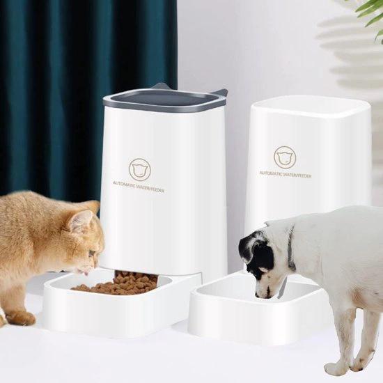 Huisdierenvoeder - Voedseldispenser - Droog Voedsel - Automatische Waterdispenser - Voer voor Honden/Katten - Hond - Kat - 2 stuks - BPA-vrij - Wit by Merkloos