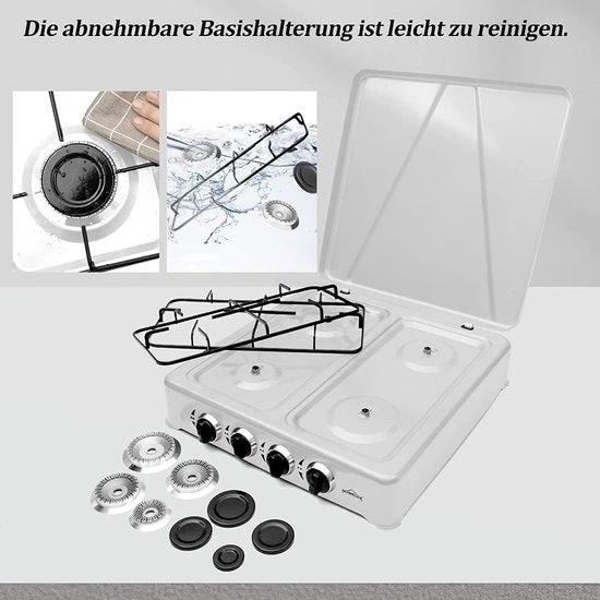 IBBO® - Gas kooktoestel 4 pits - Campingkooktoestel - Gaskookplaat - Wit by borvat