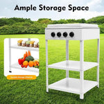 Merkloos Camping Kooktoestel - Vrijstaand Gasfornuis - Buiten Koken - 4 Branders Deksel - 49x49x79 cm - Wit -