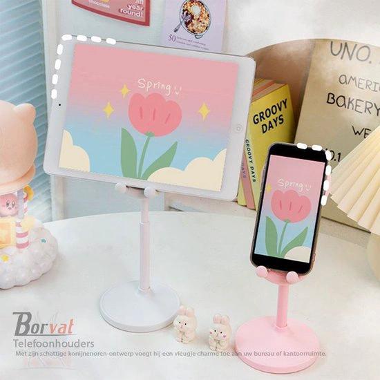 Borvat® Borvat® - Mobiele telefoonstandaard - schattige konijn telefoonhouder standaard voor bureau - Roze -