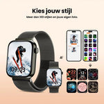 BORVAT ProWatch AMOLED Smartwatch Dames & Heren - Milanese + 3 Siliconen Bandjes - Gun Metal by BORVAT