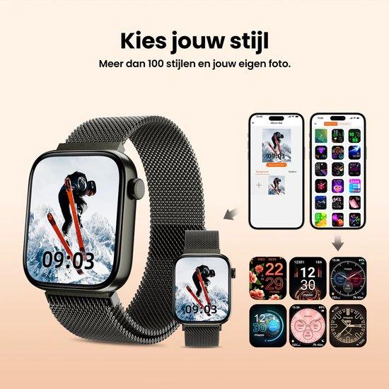 BORVAT ProWatch AMOLED Smartwatch Dames & Heren - Milanese + 3 Siliconen Bandjes - Gun Metal by BORVAT