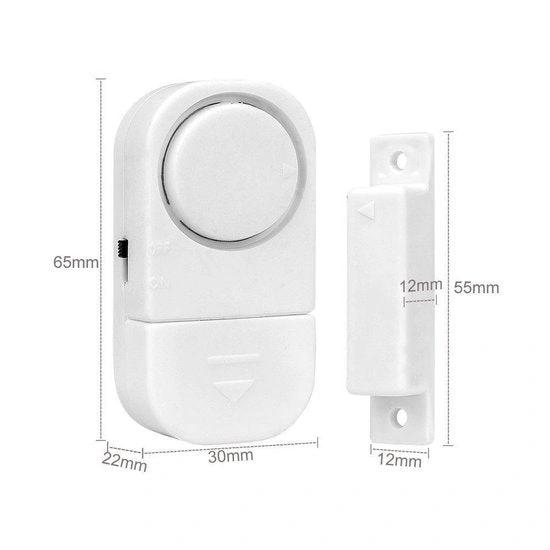 4x Draadloze Mini-Alarmen Set met Bewegingssensor - 4 Stuks - 95 dB - Inclusief Batterijen en Montageset | Pakket van 4 Magnetische Deur en Raam Sensor Alarmsystemen | Woningbeveiliging | Waarschuwings Alarm Tegen Inbrekers en Indringers by Merkloos