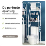 BORVAT Ombouwkast voor Toilet - WC Organizer Rek met 3 Legplanken - 160x65cm - Wit by BORVAT