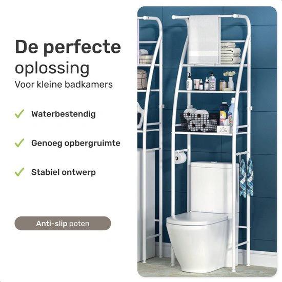 BORVAT Ombouwkast voor Toilet - WC Organizer Rek met 3 Legplanken - 160x65cm - Wit by BORVAT