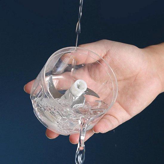 Merkloos Mini USB Hakmolen Elektrisch Foodprocessor Hakmolens Uiensnijder vaatwasser bestendig Chopper RVS Messen - LICHTBLAUW - 250 ml -