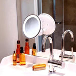Borvat® Make-up en Scheerspiegel met LED Verlichting – 10x Vergroting – 360° Verstelbaar met Zuignap -Voor Badkamer, Douche en Slaapkamer– Rond – Wit -