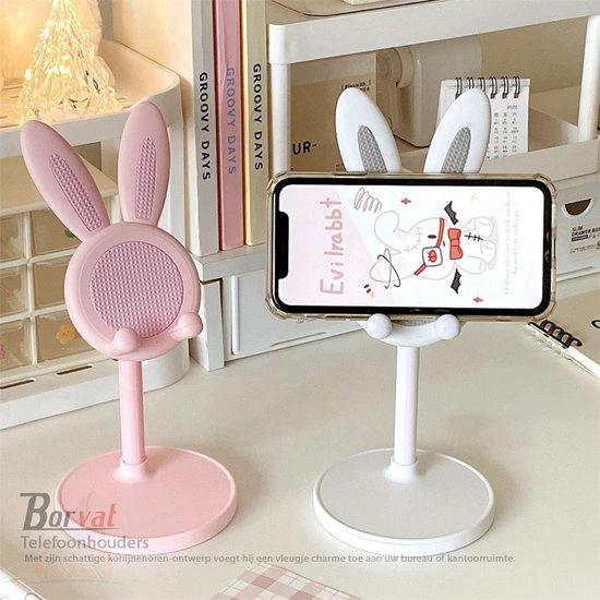 Borvat® Borvat® - Mobiele telefoonstandaard - schattige konijn telefoonhouder standaard voor bureau - Roze -
