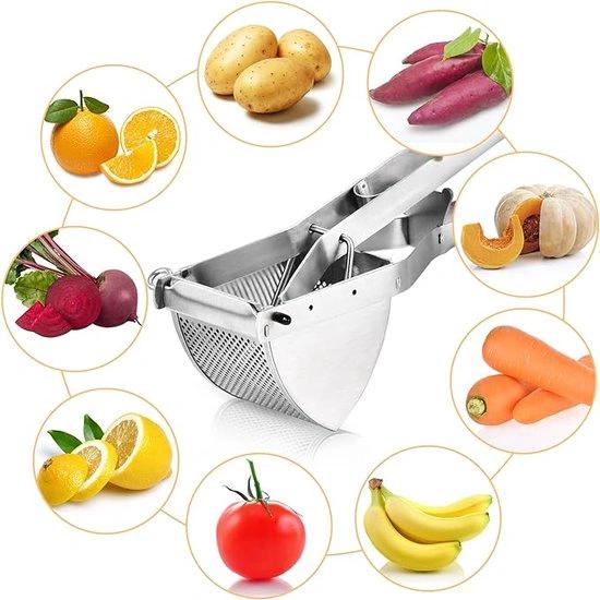 sopito Sopito aardappelpers, roestvrij staal, voor baby's en fruit, aardappelstamper voor romige pluizige aardappelpuree en levensmiddelenrecept -