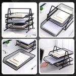 BORVAT Bureau Organizer - Brievenbak 3 Laags Sorteerrek - Uitschuifbare Laden - Metaal - Zwart by BORVAT