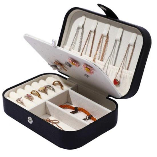 Merkloos Sieradendoos 6 Compartimenten | Chique Sieradenbox voor Juwelen | Sieraden | Oorbellen | Ketting | Armband | Zwart -