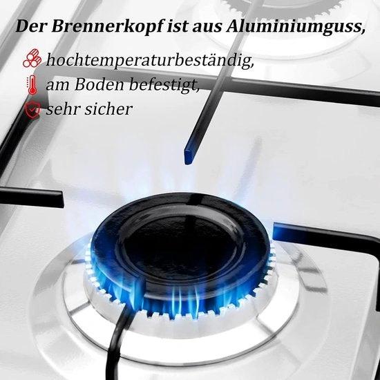 Gaskooktoestel 4 Pits 6.2KW TÜV Gecertificeerd - Incl. Slang & Drukregelaar - Wit by BORVAT