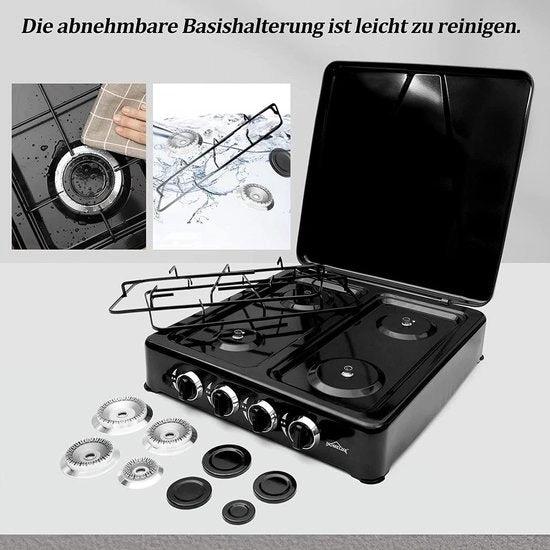 IBBO Shop Gasstel 4 pits - campingkooktoestel - zwart - 6.2 kW by Merkloos
