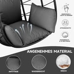 borvat IBBO® - Egg Hangstoel - Hangstoel met standaard - Egg Chair - tot 150kg - Hangstoel met grijs kussen Grijs - Zwart -
