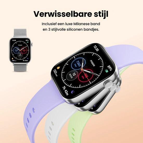 BORVAT ProWatch AMOLED Smartwatch Dames & Heren - Milanese + 3 Siliconen Bandjes - Zilver by BORVAT