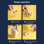 Merkloos Mini USB Hakmolen Elektrisch Foodprocessor Hakmolens Uiensnijder vaatwasser bestendig Chopper RVS Messen - LICHTBLAUW - 250 ml -