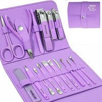 16-Delige Pedicure & Manicure Set - Nagelknippers, Nagelvijl, Nageltang - Roze by BORVAT