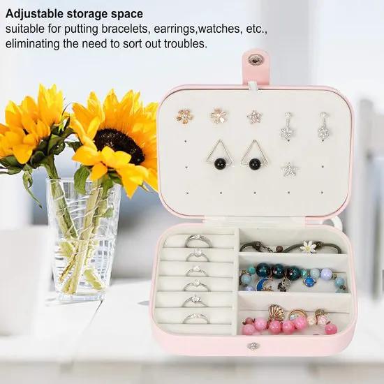 Merkloos Luxe sieradendoos rechthoek rose met spiegel/ premium jewelry box / juwelendoos / sieraden kistje / kettingen, oorbellen, ringen, horloge / geschenk / cadeautje voor haar/ sieradendoosje -