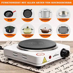 Borvat® Pluto® - HOMELUX - Elektrische kookplaat - Warmhoudplaat - draagbaar -1500W - camping - Wit -