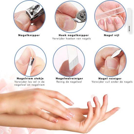 16-Delige Pedicure & Manicure Set - Nagelknippers, Nagelvijl, Nageltang - Blauw by BORVAT