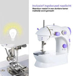 Merkloos Mini Naaimachine Elektrische - Kleine Naaimachine - Compacte Naaimachine - Handnaaimachine Elektrisch - Wit/Paars -