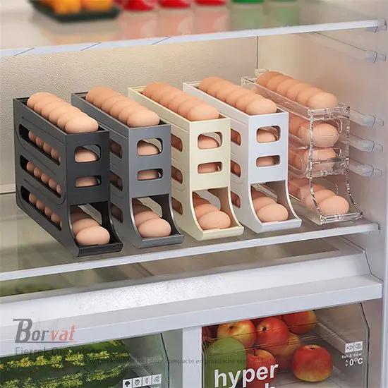 Borvat® Borvat® - Eierrek Organizer - Automatisch Rollend - Opbergdoos - Koelkast - Keukenkast - Opslag - Wit -