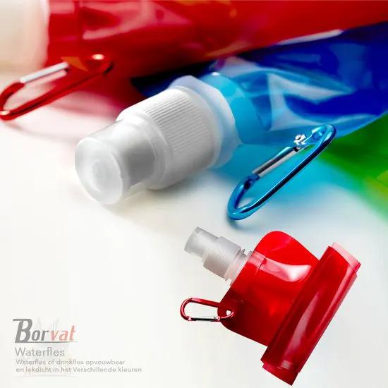Borvat® Borvat® | Waterfles - drinkfles - sportbidon opvouwbaar - kunststof - schroefdop - karabijnhaak - 2 Stuks - Hydration Bags Sport & Fitness