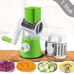 Borvat® Borvat® Kaasrasp met zwengel - groentesnijder met 3 roestvrijstalen verwisselbare trommelmessen - handmatige trommelrasp - groenteschaaf - sterke zuigwerking - ideaal voor komkommers - kaas en noten - wortelen enz -