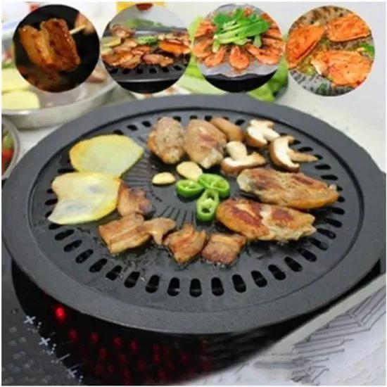 borvat IBBO® - Grillplaat - Bakplaat anti-aanbak - Camping Jack Grill bevestiging voor draagbaar gasfornuis - Diameter 31.5 cm - voor gasfornuis - Antiaanbaklaag - Zwart -