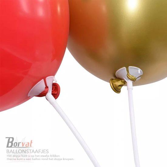 Ballonstaafjes Wit - 20 Stuks - 30cm - Feestdecoratie by BORVAT