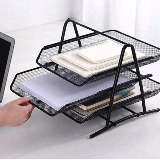 BORVAT Bureau Organizer - Brievenbak 3 Laags Sorteerrek - Uitschuifbare Laden - Metaal - Zwart by BORVAT