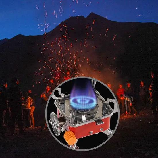 Merkloos Draagbare Kampeerkachel - gas kachel - tent kachel - camping verwarming - kachel - Mini Kampeerfornuis - Met Koffer - Buiten - Kampeerfornuis - Butaan - 9.5*9.5*9.5 cm -