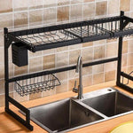 BORVAT Multifunctioneel Afdruiprek Boven de Gootsteen - 85cm - Roestvrij Staal - Zwart by BORVAT