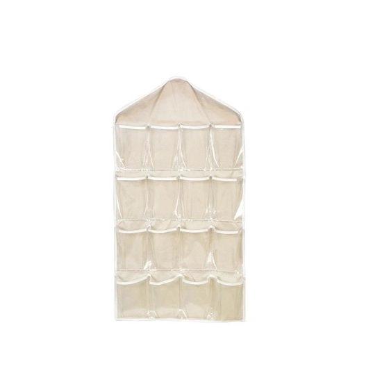 Kledingopberger met 16 Transparante Vakken - Kledinghanger voor Kast - Beige by BORVAT