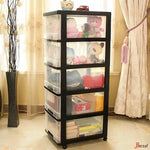 Merkloos Ladesysteem | 5x20 liter | zwart | transparant | 5 lades op wielen -
